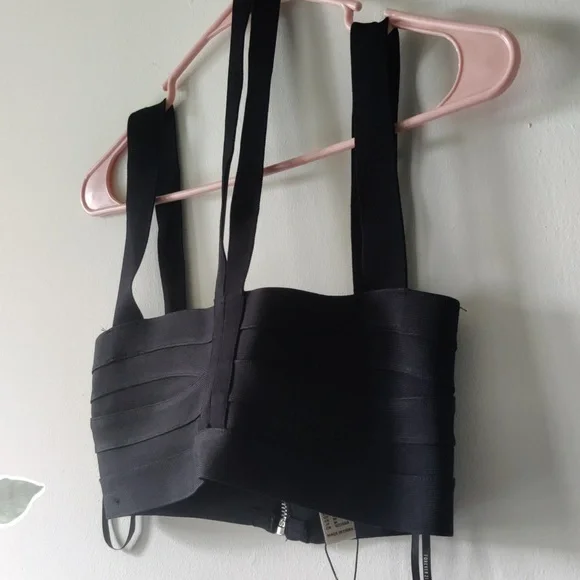 NWT HARVE LEGER and F21 Black Bandage Tube/Crop Top - Picture 4 of 6